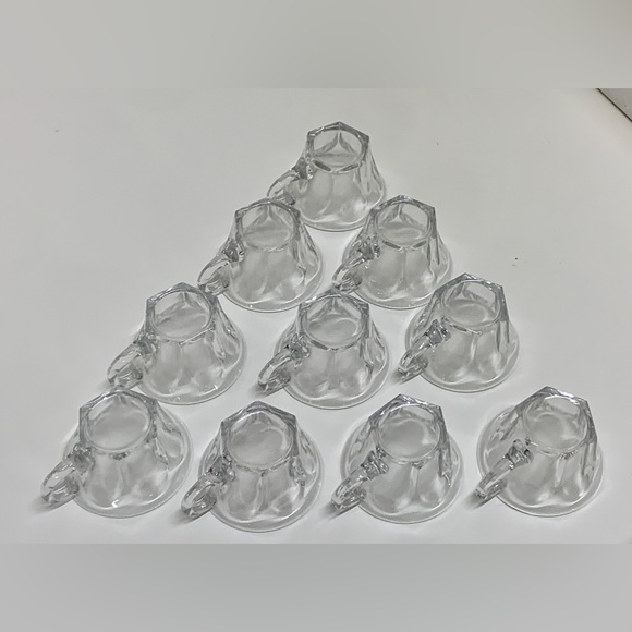Lot of 10 Great Depression Era Vintage Hexagonal Flat Bottom Glass Punch Cups - Picture 10 of 16